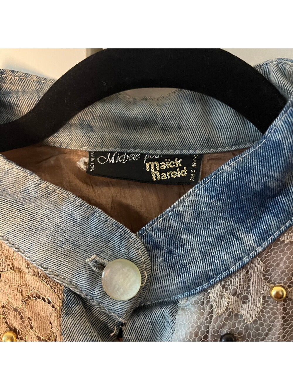 Michele Pour Maick Harold Paris Designer fairy-core vintage lace bomber - Picture 5 of 5